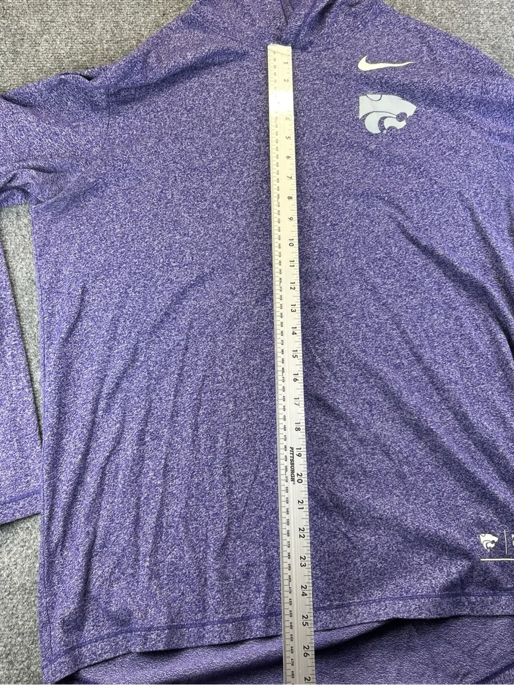 Nike K-STATE Purple Pullover Hooded long sleeve T size large with Team Logo